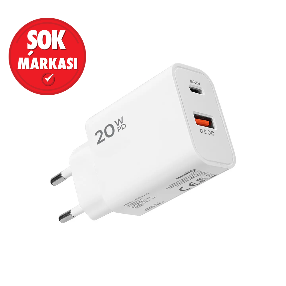 Neowise X230 20w Type Usb-+Sb Şarj Adaptörü