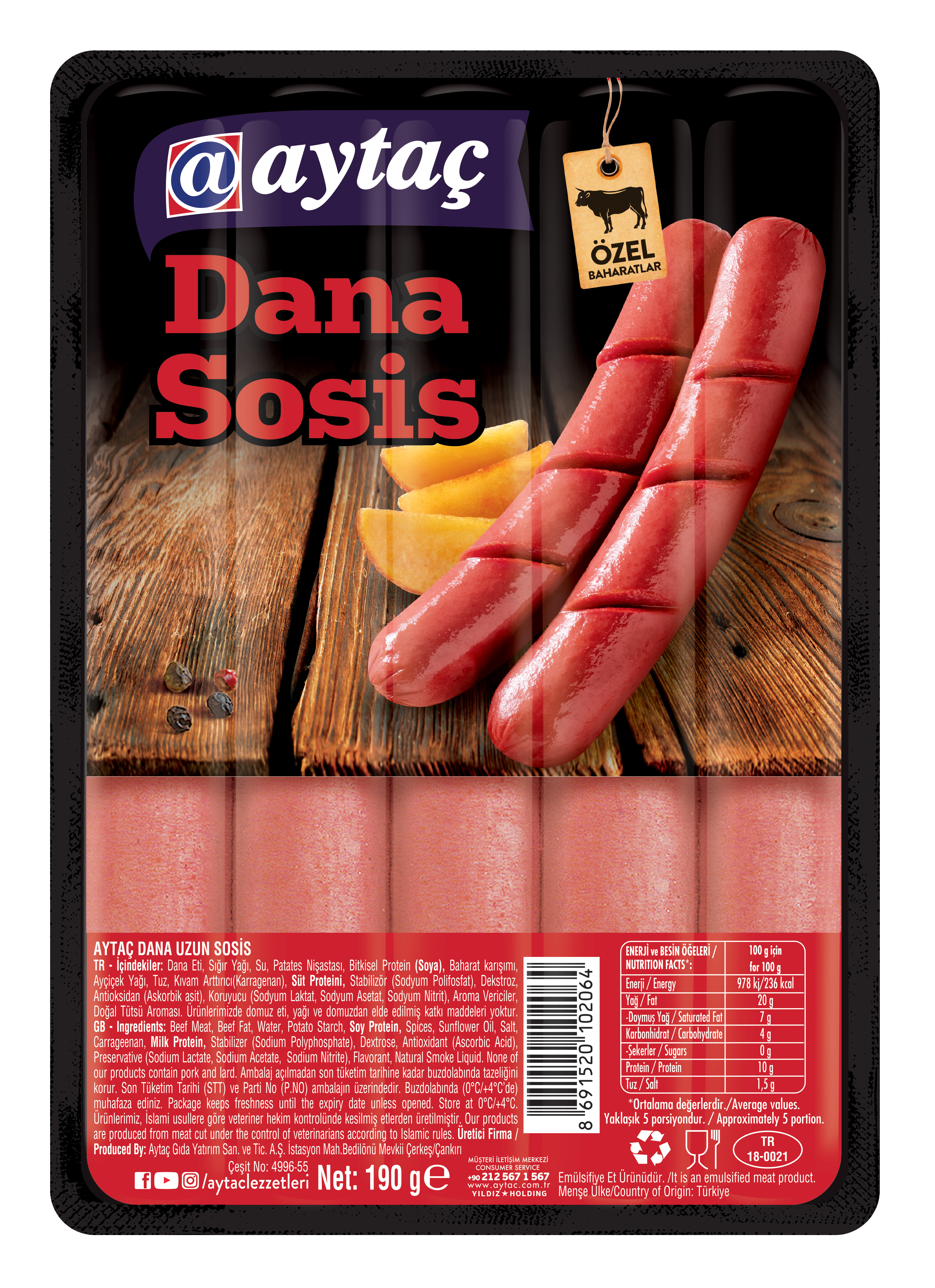 Aytaç Dana Sosis 190 g