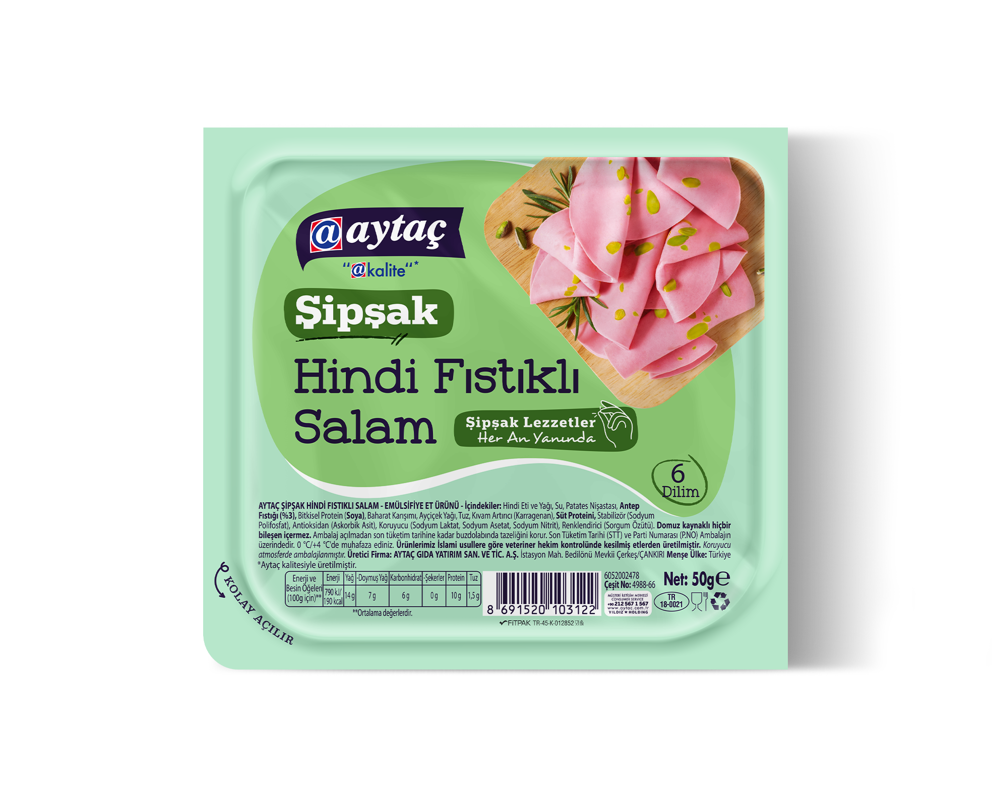 Aytaç Şipşak Hindi Salam Fıstıklı 50 g