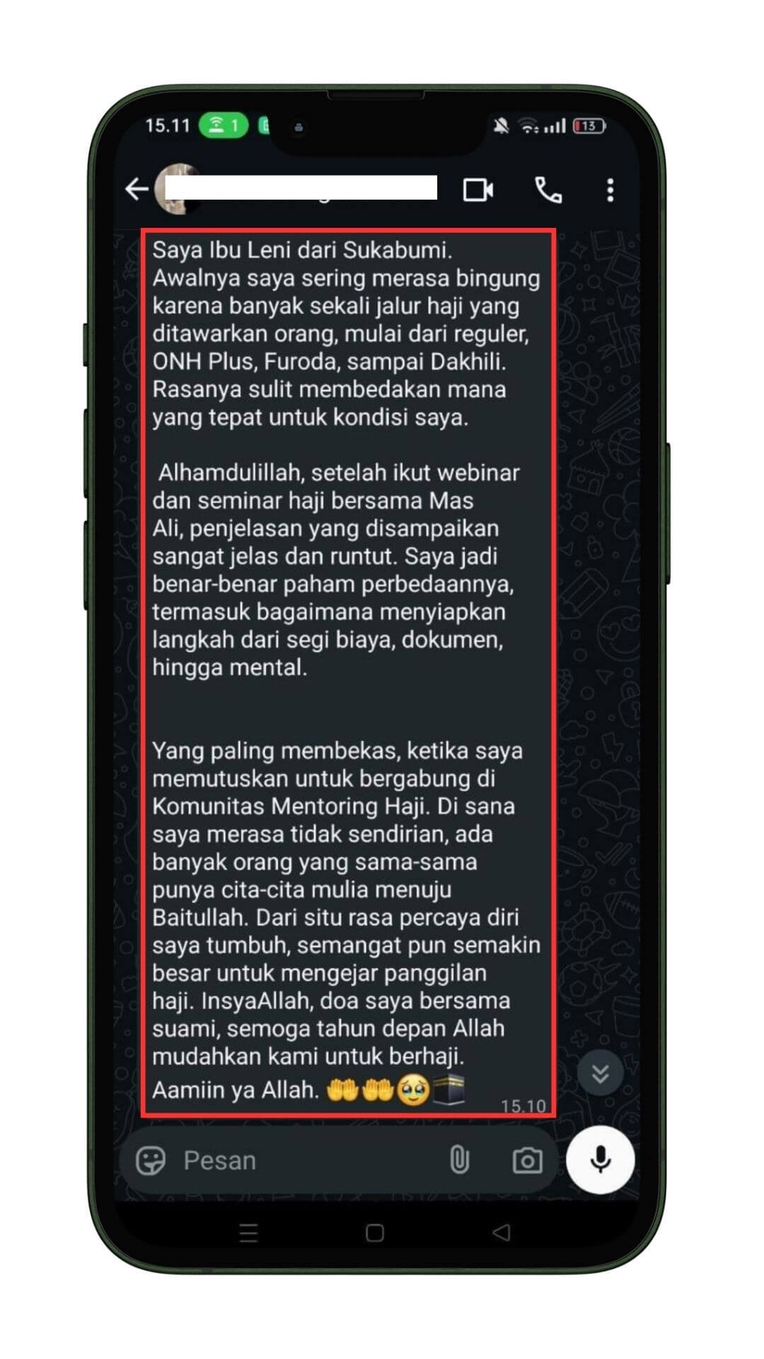 Testimoni jamaah Mentoring Haji
