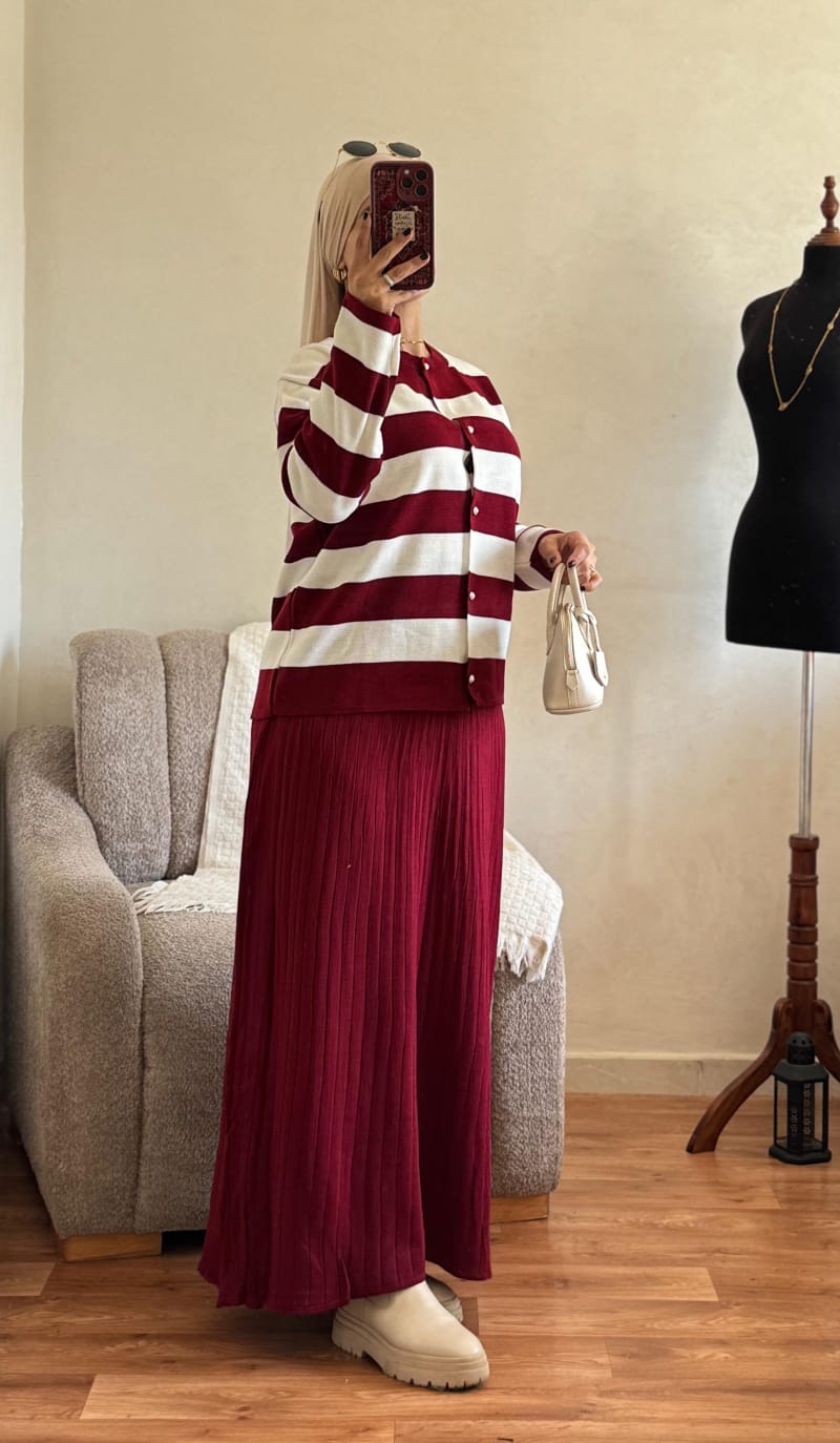 Ensemble rayée jupe plissée
