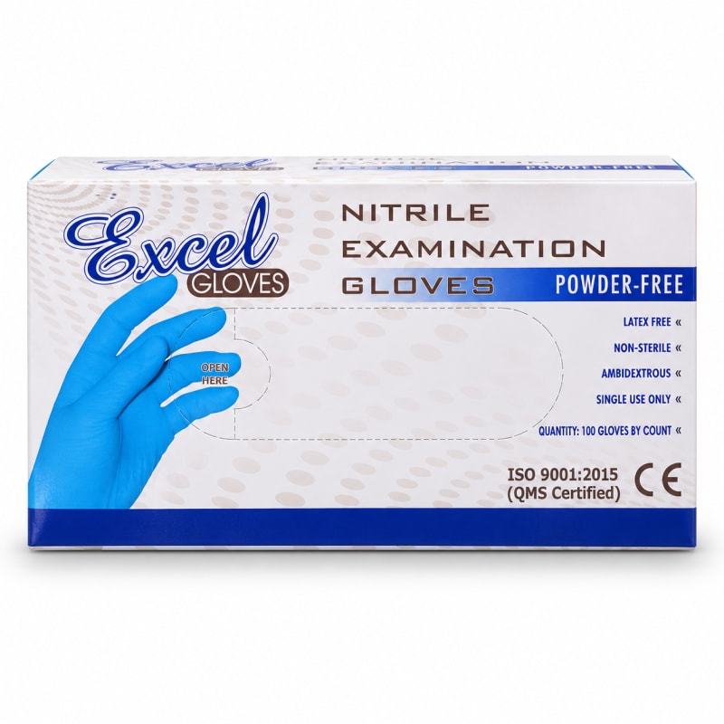 Excel Nitrile Examination Gloves - Blue