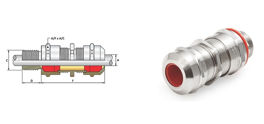 SS2KGP Nickel Plated Brass Double Compression Explosionproof Cable Gland