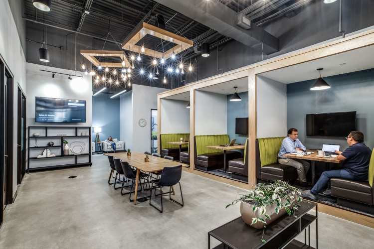 Rally Rooms A, B, and Patio Space at Fuse Workspace Houston Gable