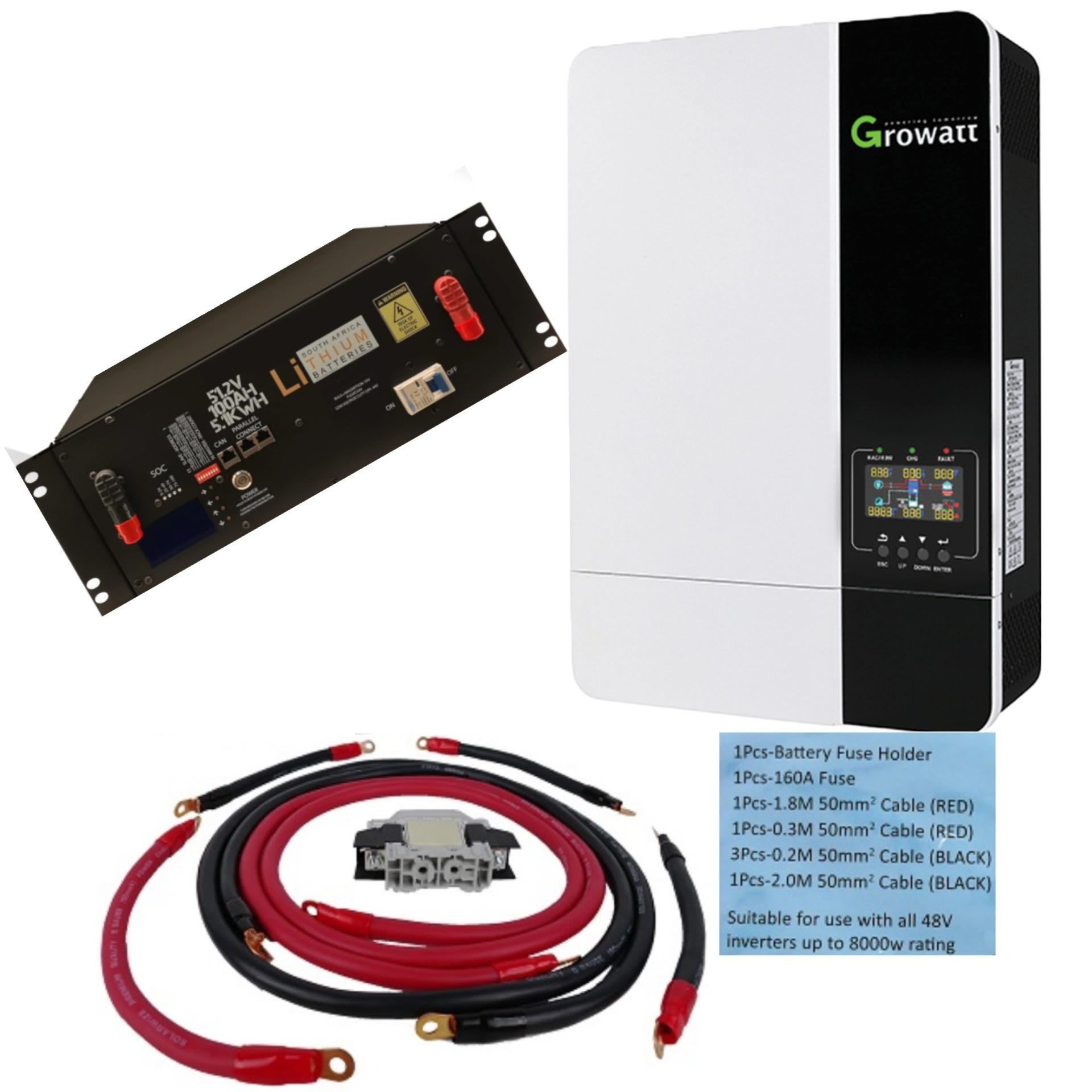 Solar Kits Combo 4 5Kva Growatt Inverter & 5.1kwh Lithium Battery