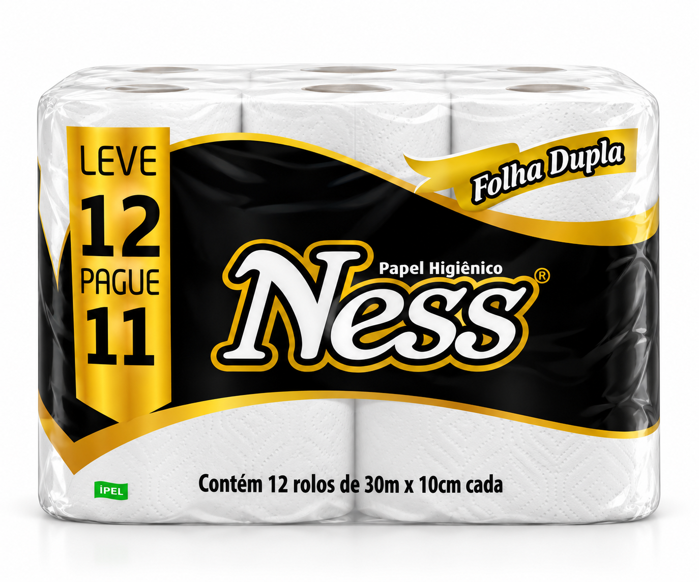 Papel Higiênico Folha Dupla Ness 12 Rolos