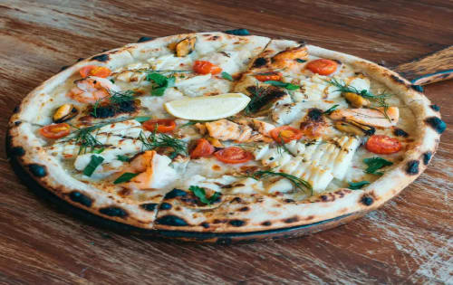 Order CHAR-GRILLED SEAFOOD PIZZA Online - Rococo Point Cook