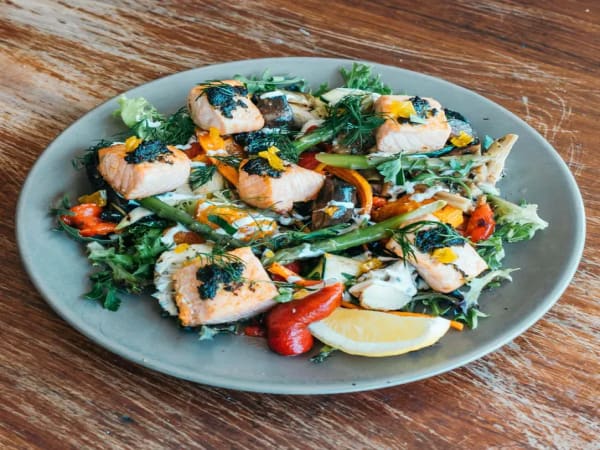 Order PAN-FRIED TASMANIAN SALMON SALAD Online - Rococo Point Cook