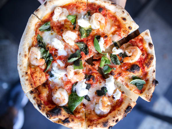 Order CHAR-GRILLED PRAWN PIZZA Online - Rococo Hawthorn