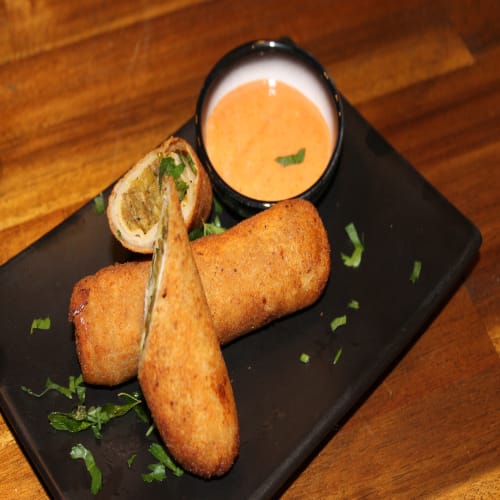 Crispy Sri Lankan Lamb Stuffed Pan Rolls Snack - Zircon Restaurant & Bar