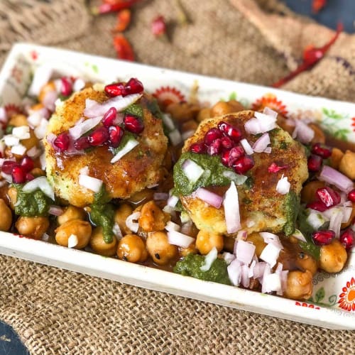 Aloo Tikki Channa | Spiced Potato Patties with Chickpeas| Aldergrove Indian Bistro
