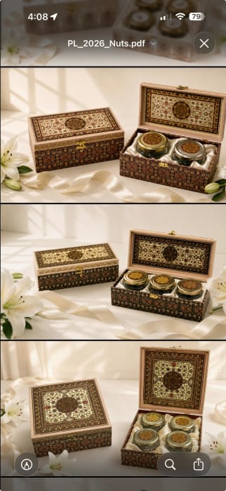 2 Jar Gift Box with Assorted Nuts BROWN & GOLD 