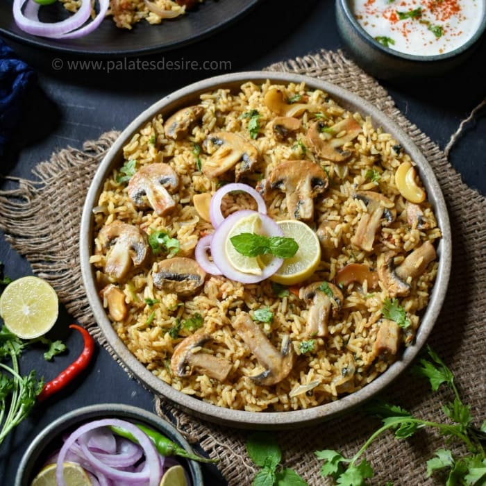 Kaju Mushroom Biryani