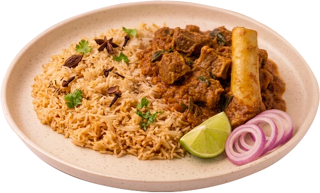 Bagara rice and curry bowl