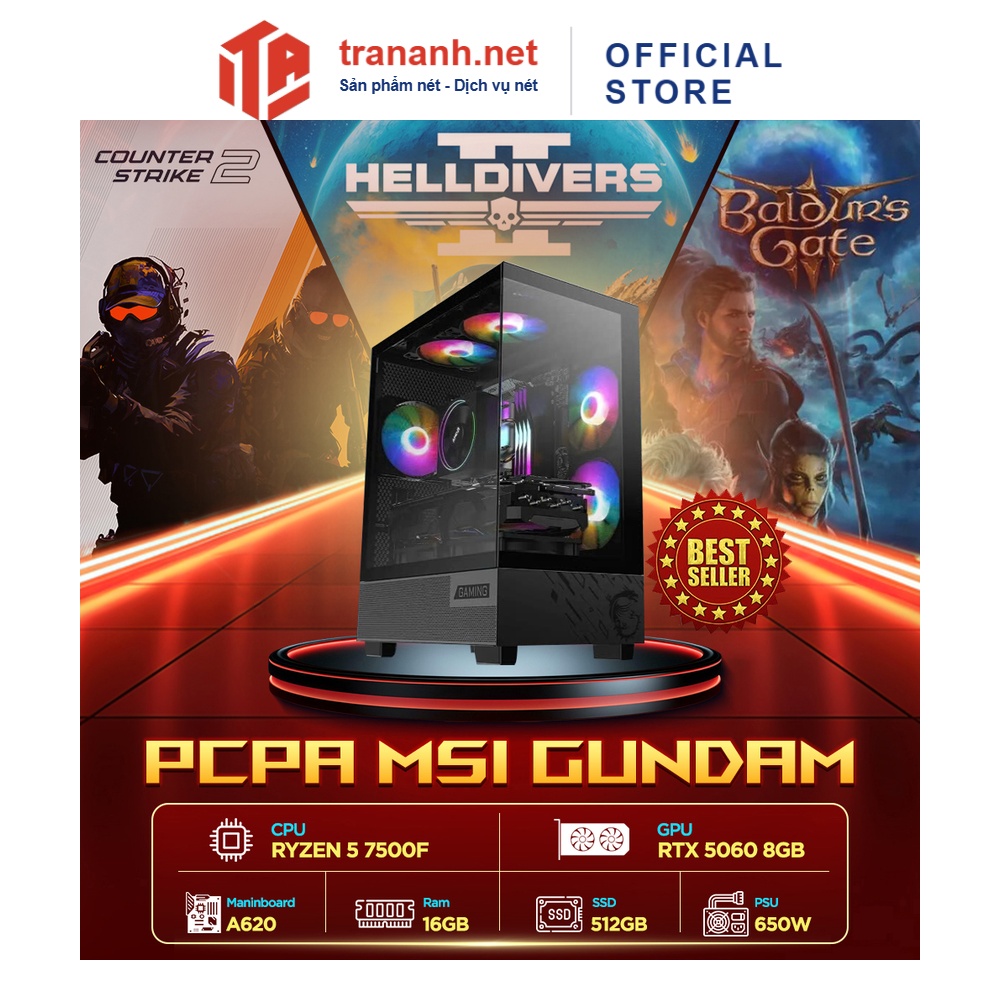 Máy tính PCPA MSI Gundam (Ryzen 5 7500F/16GB/RTX 5060 8G)