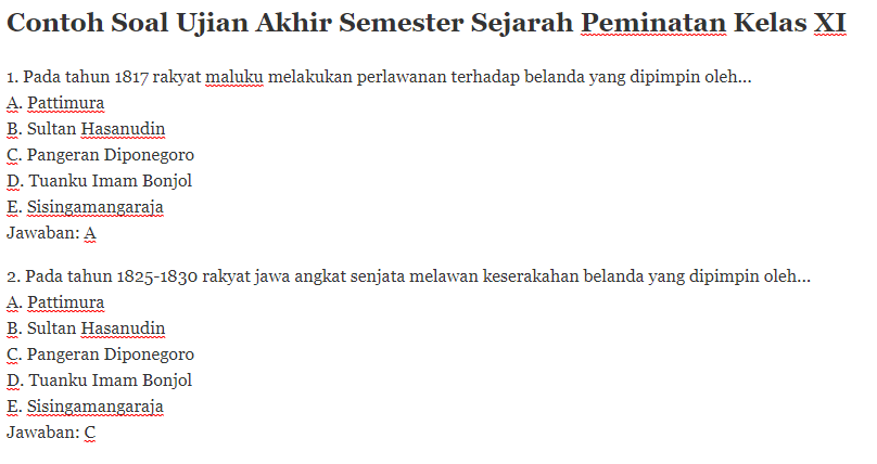 Contoh Soal UAS PAT Sejarah Peminatan Contoh Soal UAS PAT Sejarah Peminatan