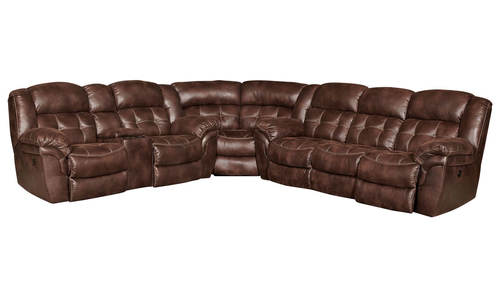 Marcelina Espresso Leather Manual Reclining Sectional