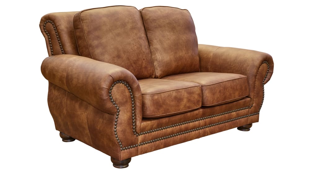 Carnegie Fawn Leather Loveseat