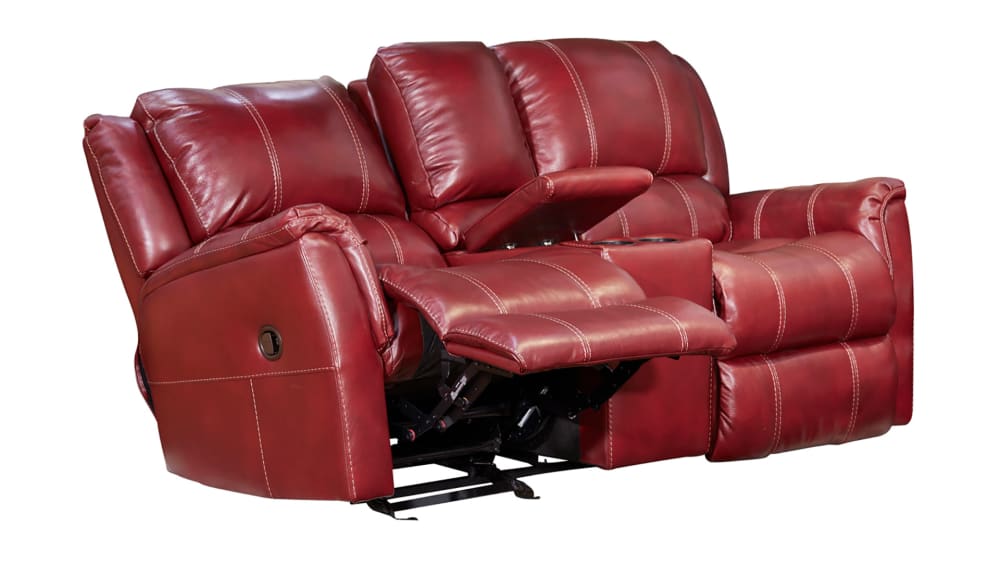 Mercury Red Gliding Reclining Loveseat