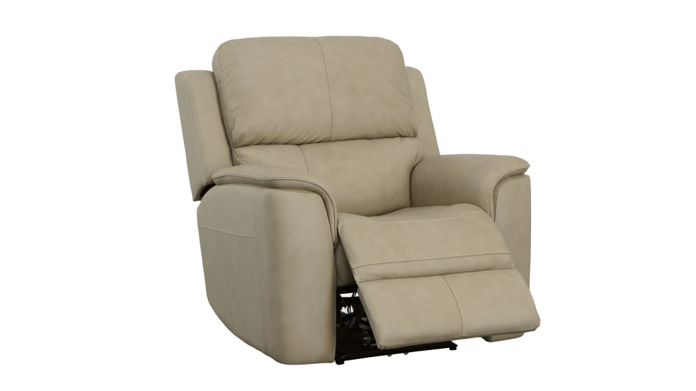 Henry Beige Leather Power Recliner With Power Headrest