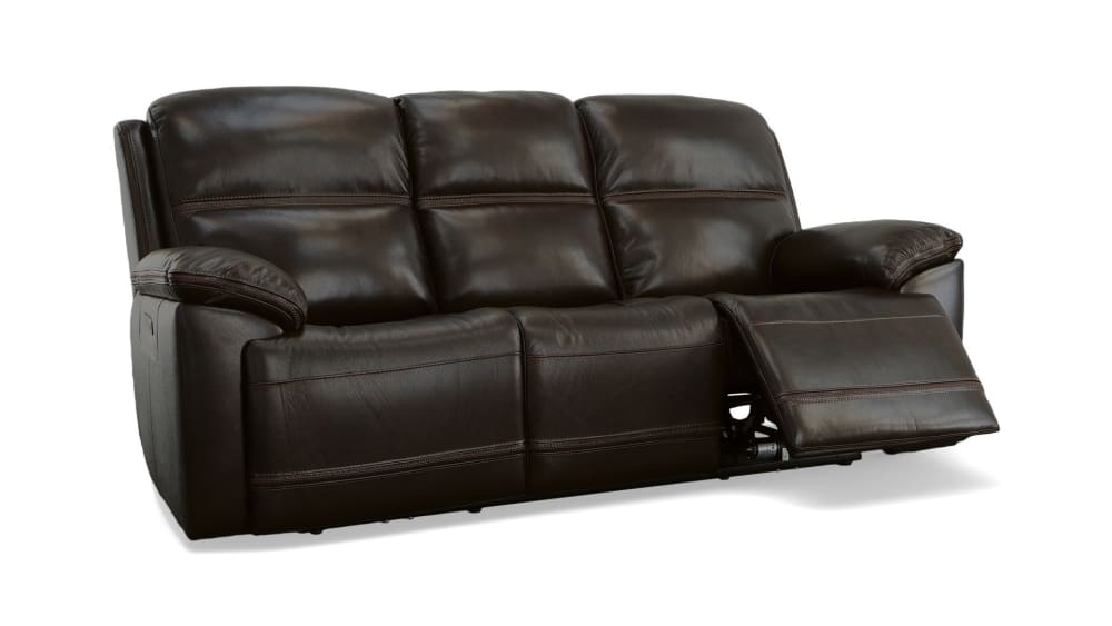 Secretariat Burgundy Leather Power Reclining Sofa With Power Headrest