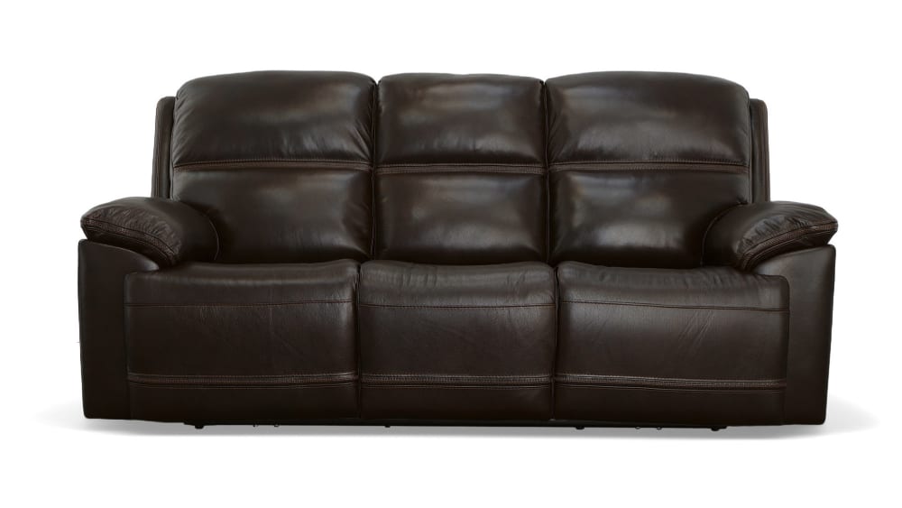 Secretariat Burgundy Leather Power Reclining Sofa With Power Headrest