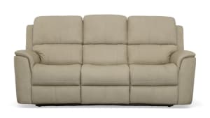 Henry Beige Leather Power Reclining Sofa With Power Headrest