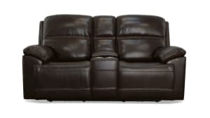 Secretariat Burgundy Leather Power Reclining Loveseat With Console