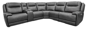 Kerville Charcoal Leather 6 Pc Power Reclining Sectional