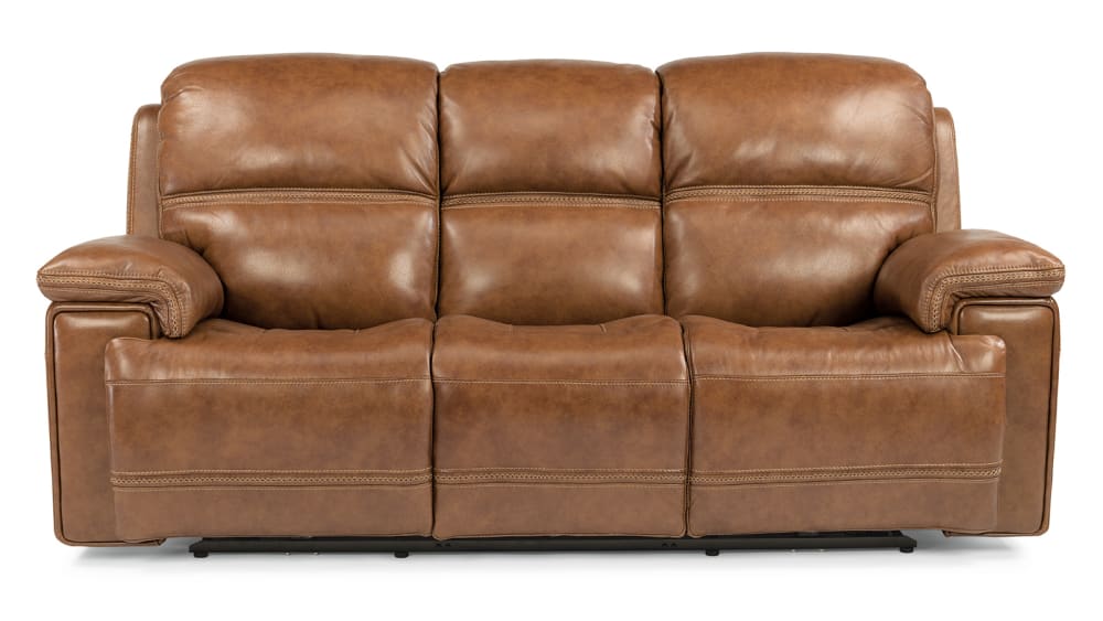 tan leather power reclining sofa