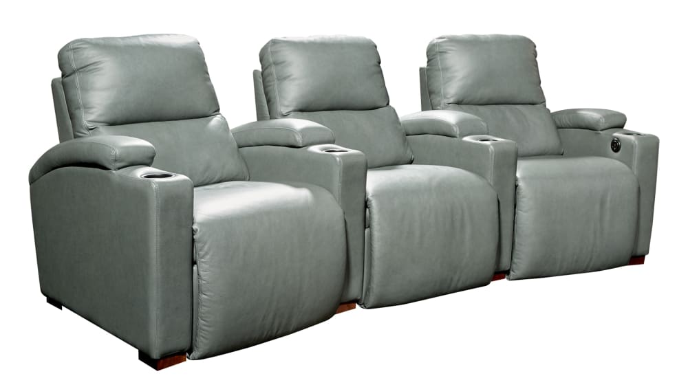 H272 Gun Metal Leather Power Reclining Home Theater ...