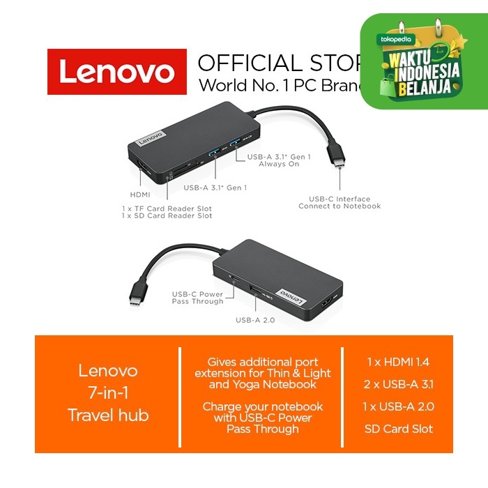 Lenovo USB C 7 in 1 Travel Hub (Kode 