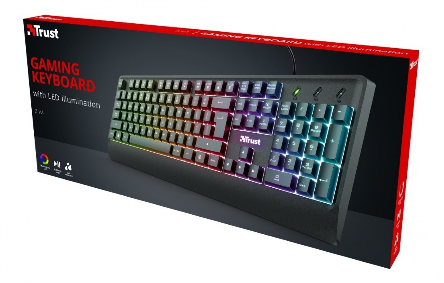 Teclado Gamer Trust Ziva Membrana RGB - Thumbnail 2
