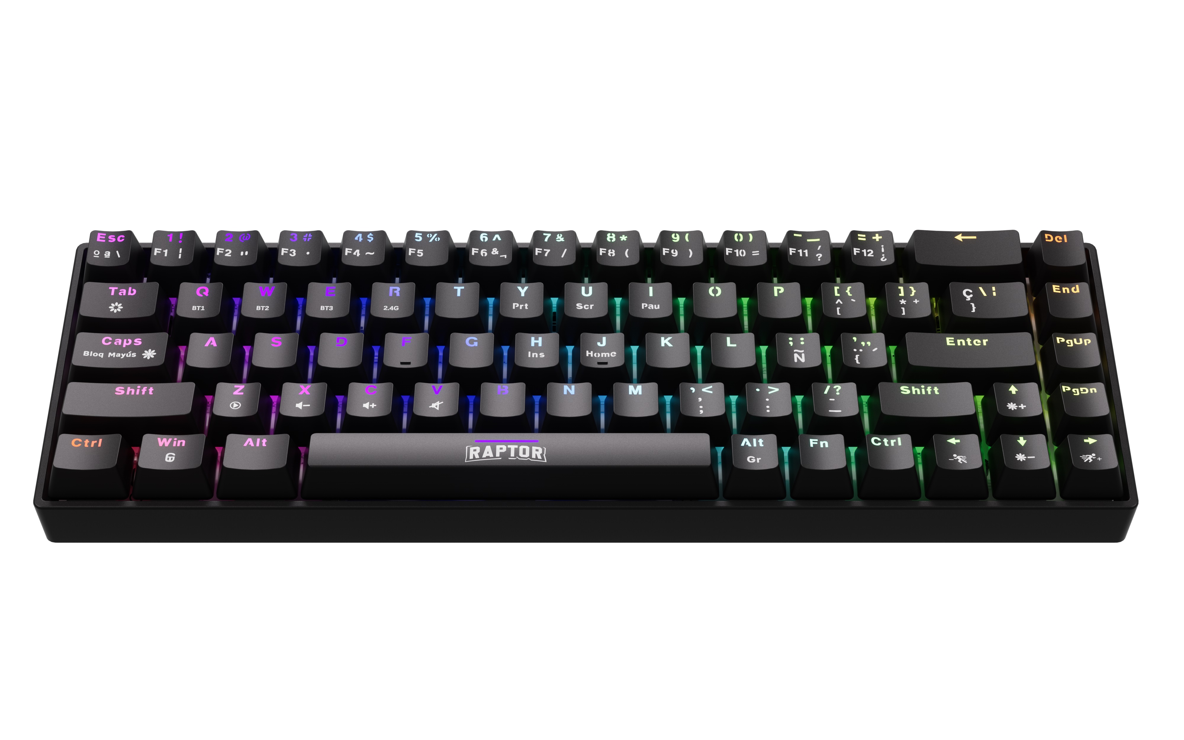 Teclado Raptor Fireclaw M68 Wireless Mecanico Retroiluminado Red Outemu