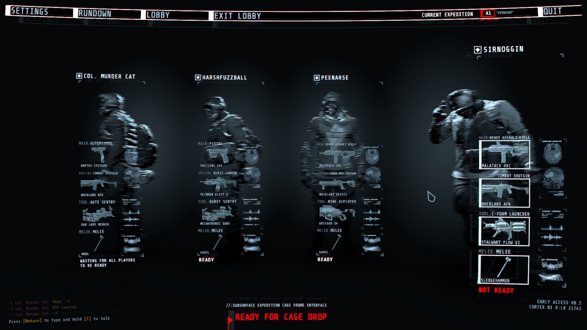 GTFO coop game showing equipment