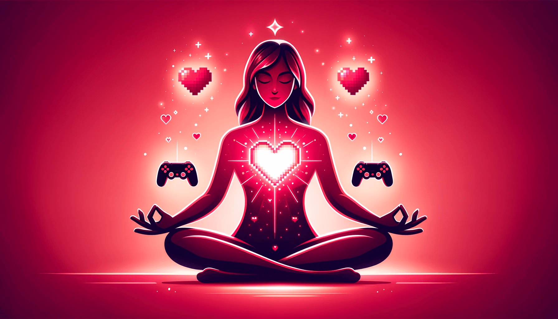 Gamer in meditation pose, highlighting the emotional connection in dating sites for gamers