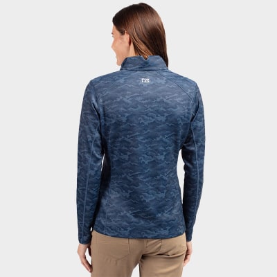 Cutter & Buck Traverse Camo Print Stretch Quarter Zip Womens Pullover