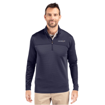 Cutter & Buck Traverse Stretch Eco Stripe Quarter Zip Pullover