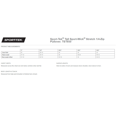 Sport-Tek® Tall Sport-Wick® Stretch 1/4-Zip Pullover Sport-Tek® Tall Sport-Wick® Stretch 1/4-Zip Pullover