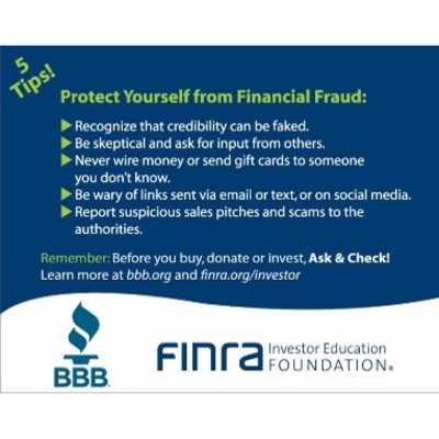 Protect Yourself from Financial Fraud, Magnet (BBB version)