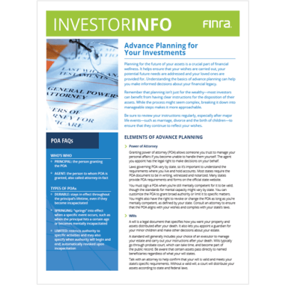 Advance Planning for Your Investments