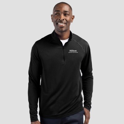 Hilton Grand Vacations Clique By Cutter & Buck Men's Ice Pique Half Zip Tech Pullover