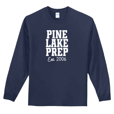Youth Port&Co Long Sleeve Core Cotton Tee - Stacked Logo