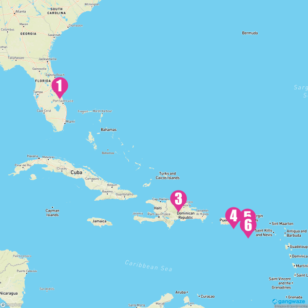 Adventure of the Seas February 20, 2026 Cruise Itinerary Map
