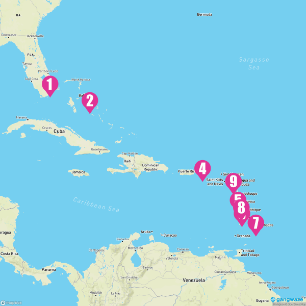 Caribbean Princess December 27, 2023 Cruise Itinerary Map