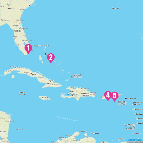 Caribbean Princess February 18, 2024 Cruise Itinerary Map