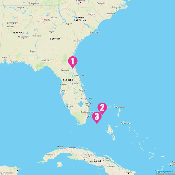 Carnival Elation August 17, 2023 Cruise Itinerary Map
