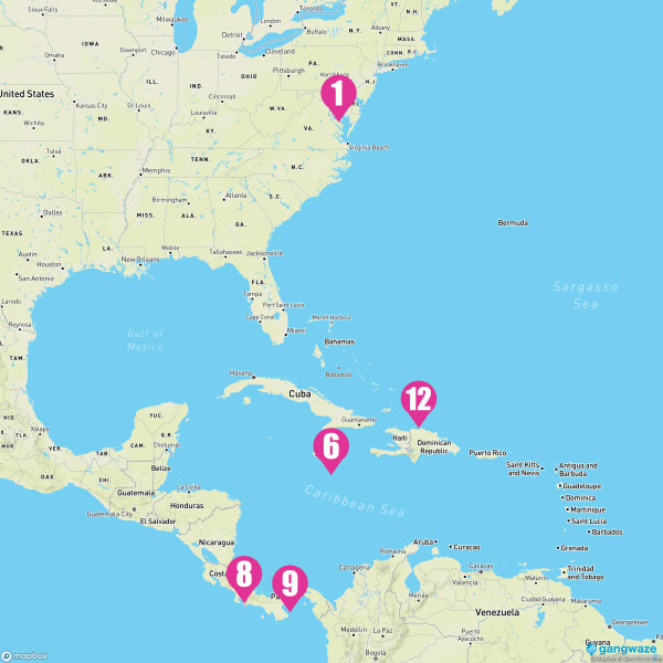 Carnival Pride January 11, 2026 Cruise Itinerary Map