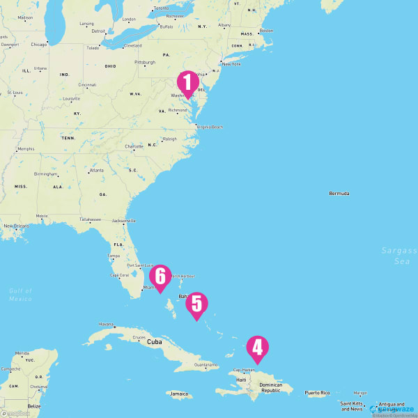 Carnival Pride March 16, 2025 Cruise Itinerary Map