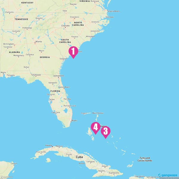 Carnival Sunshine December 21, 2024 Cruise Itinerary Map